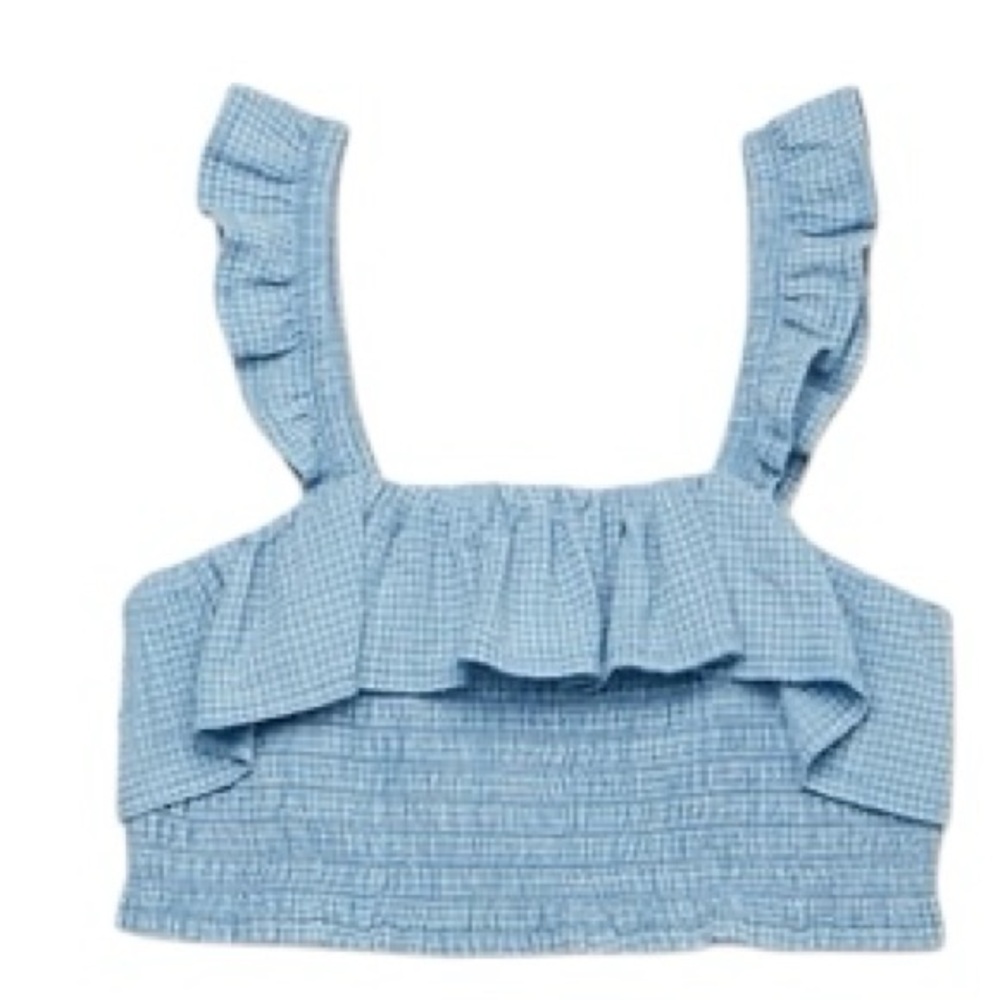 Free Assembly Girl’s Chic Blue Ruffle Bandeau Crop Tank Top